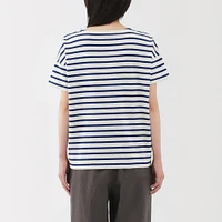 Women's Striped Boat Neck Short Sleeve T-Shirt