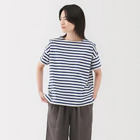 Women's Striped Boat Neck Short Sleeve T-Shirt