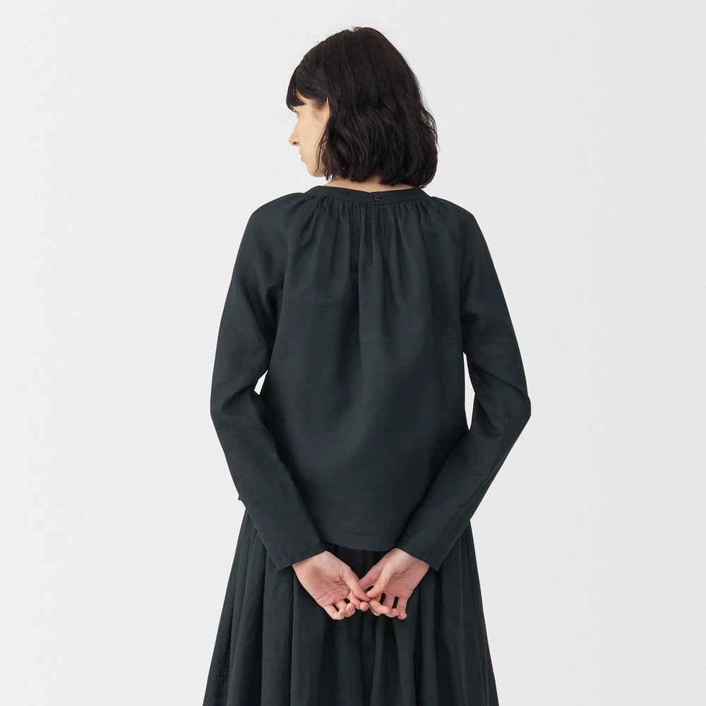 Labo Women's Ramie Fabric Gathered Blouse