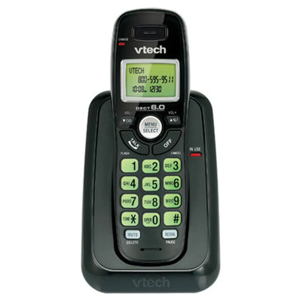 VTech 1-Handset DECT 6.0 Cordless Phone (CS6114-11 BLK)