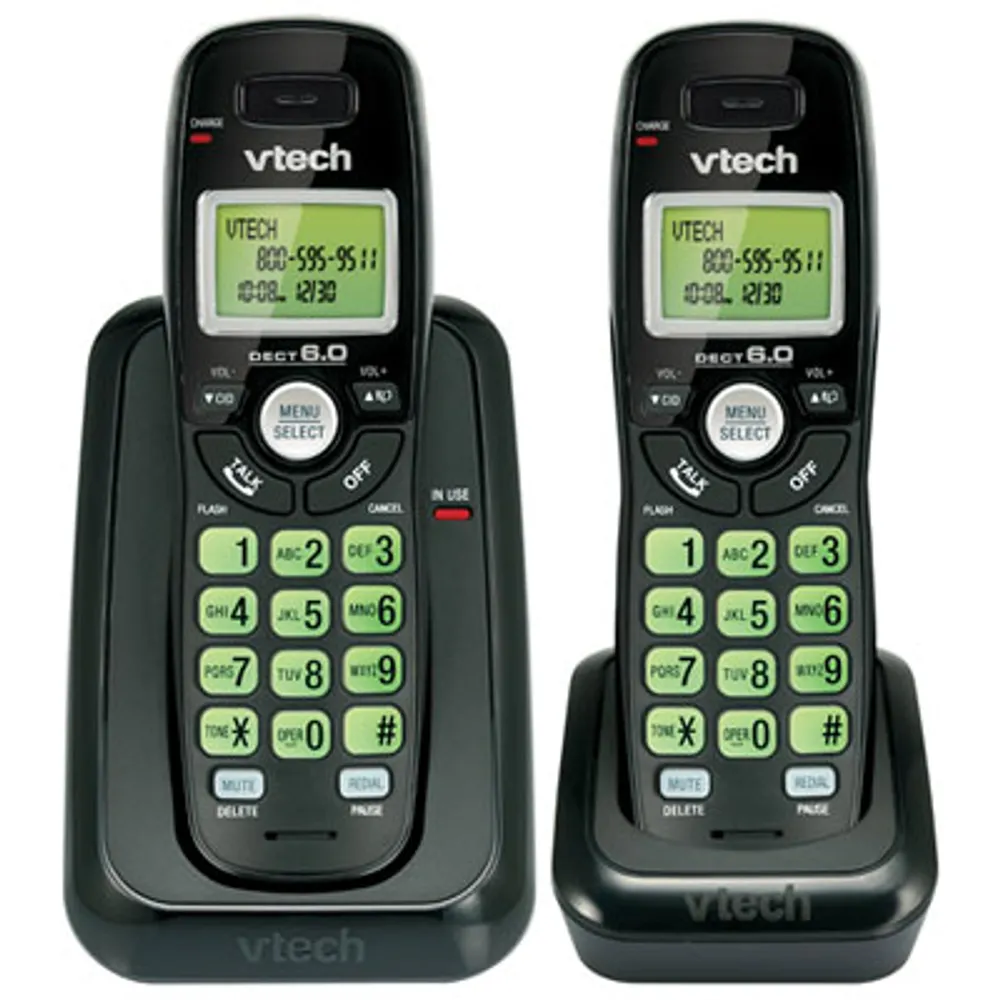 VTech 2-Handset DECT 6.0 Cordless Phone (CS6114-21) - Black