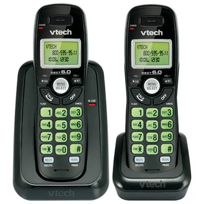 VTech 2-Handset DECT 6.0 Cordless Phone (CS6114-21) - Black