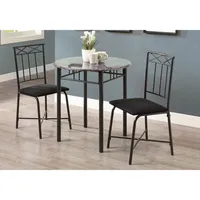 Transitional 3-Piece Bistro Set - Grey/ Charcoal