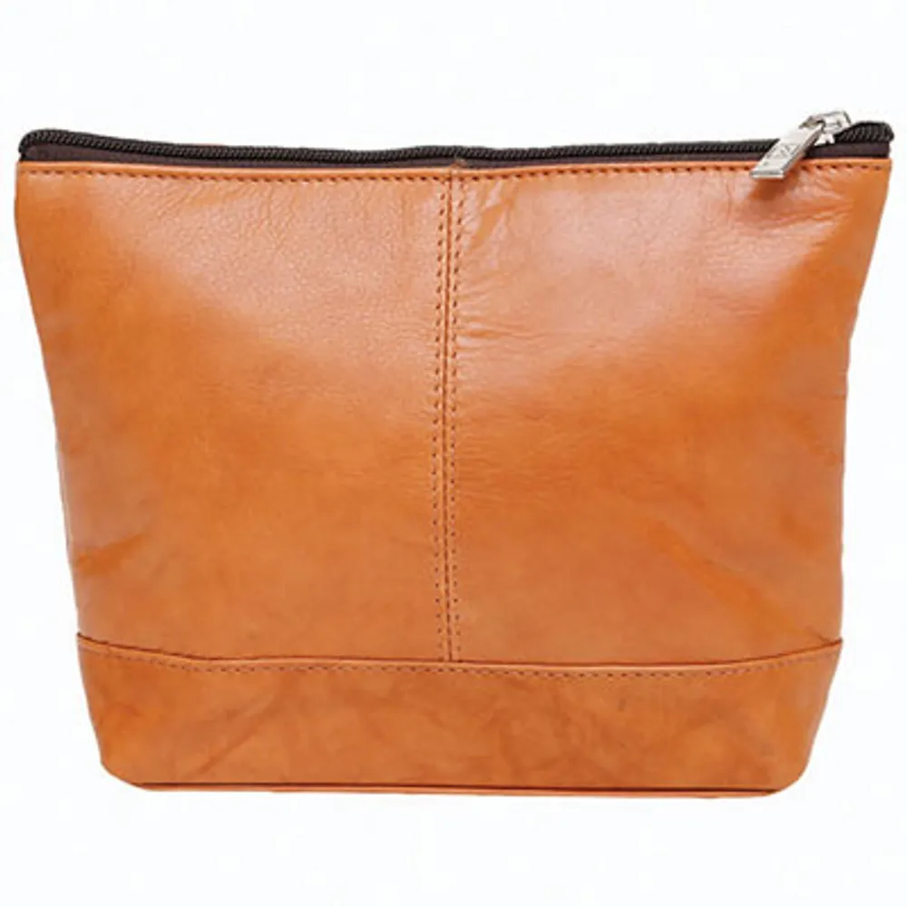 Ashlin Top Zippered Cosmetic Bag - Medium - Camel Brown