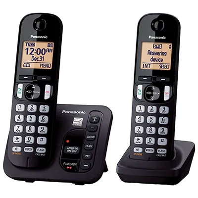 Panasonic 2-Handset DECT 6.0 Cordless Phone With Answering Machine (KXTGC222B) - Only at Best Buy