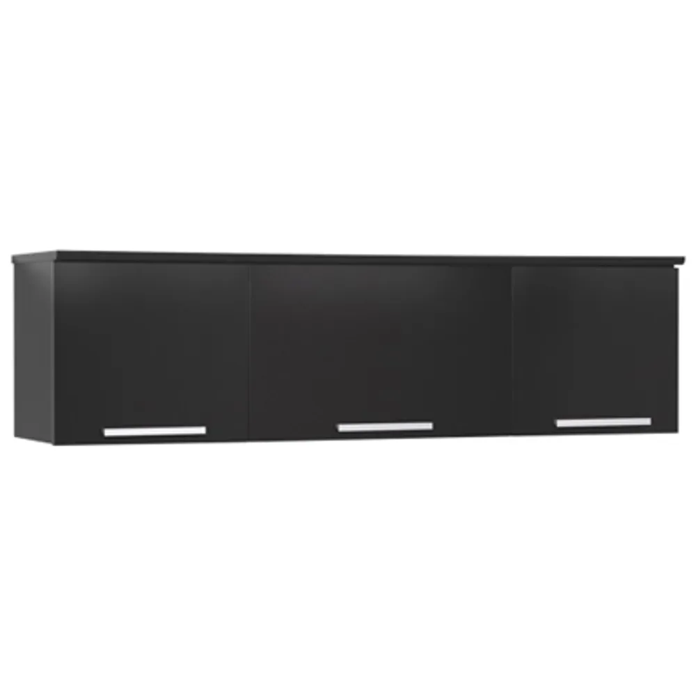 Coal Harbor Contemporary 3-Cabinet Floating Hutch - Black