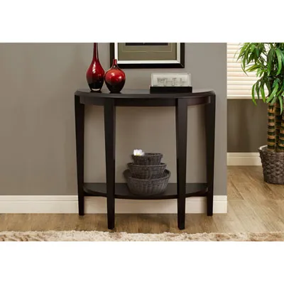 Contemporary Half-Moon Accent Table - Cappuccino