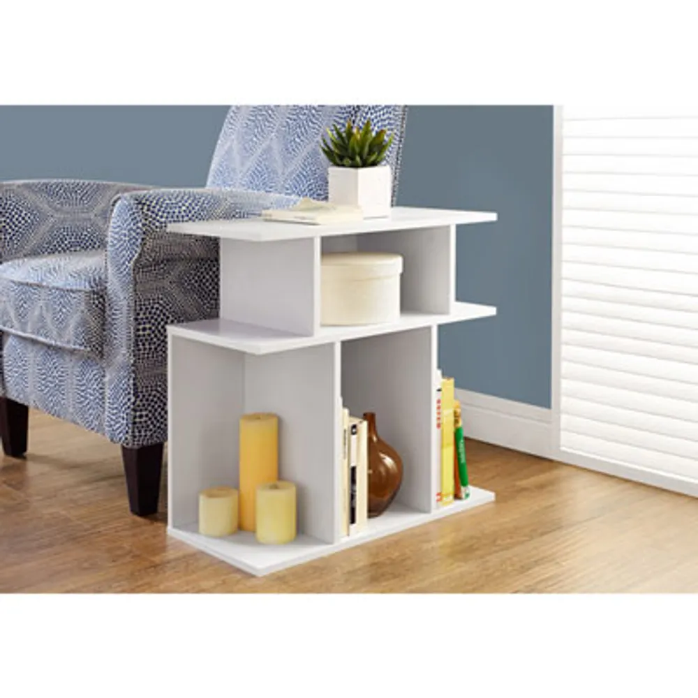 Contemporary Rectangular End Table - White