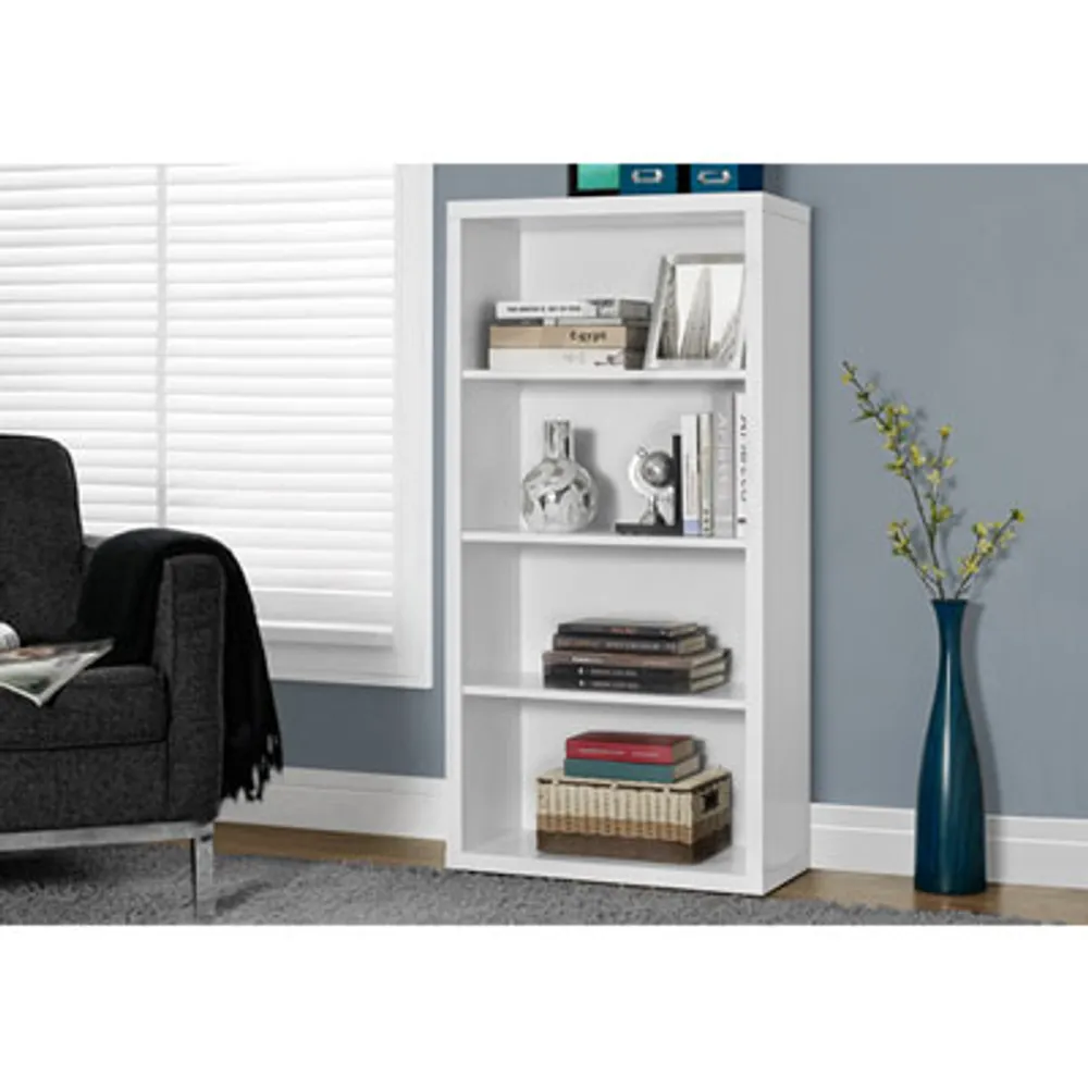 48" 4-Shelf Bookcase - White