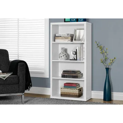 48" 4-Shelf Bookcase - White