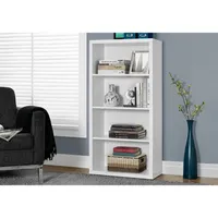 48" 4-Shelf Bookcase - White
