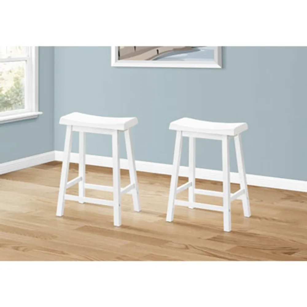 Traditional Counter Height Barstool - Set of 2 - White