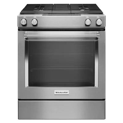 KitchenAid 30" 6.4 Cu. Ft. True Convection Slide-In Dual Fuel Downdraft Range (KSDG950ESS) - Stainless