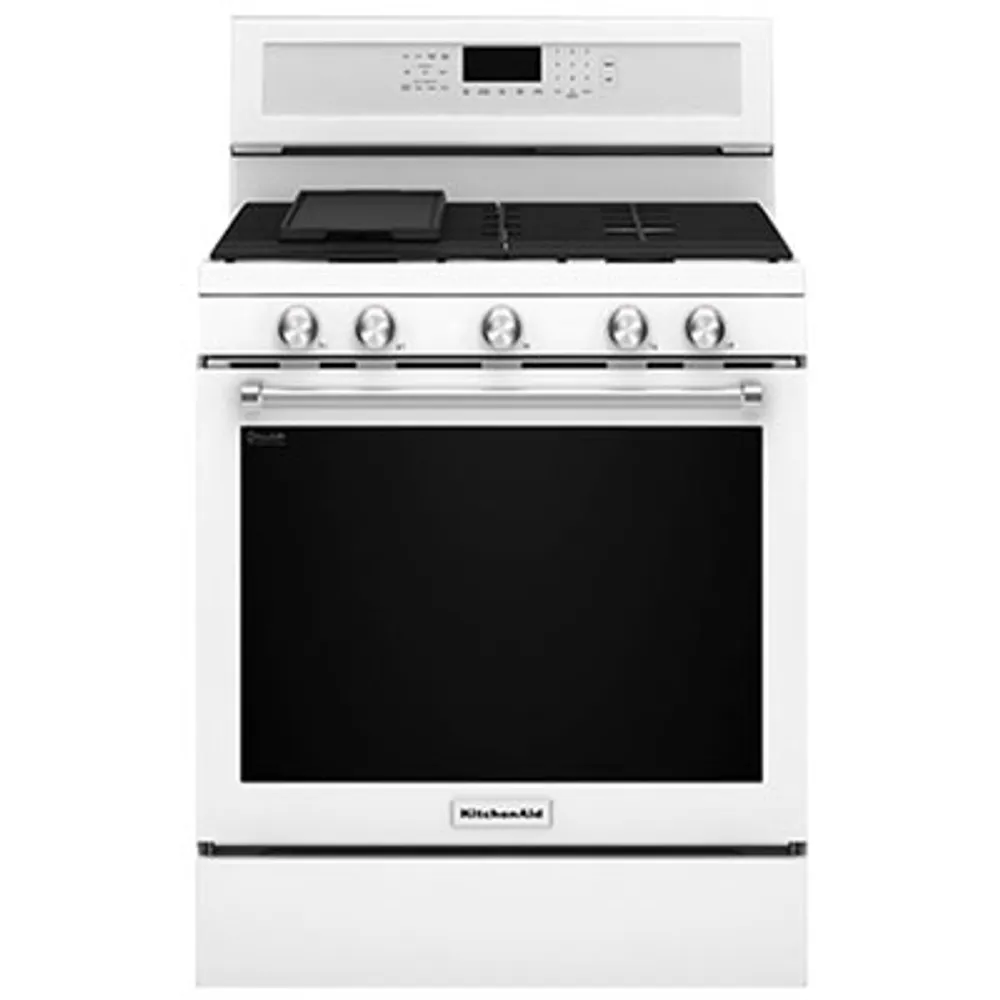 KitchenAid 30" 5.8 Cu. Ft. True Convection 5-Burner Freestanding Gas Range (KFGG500EWH) - White