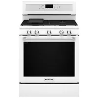 KitchenAid 30" 5.8 Cu. Ft. True Convection 5-Burner Freestanding Gas Range (KFGG500EWH) - White