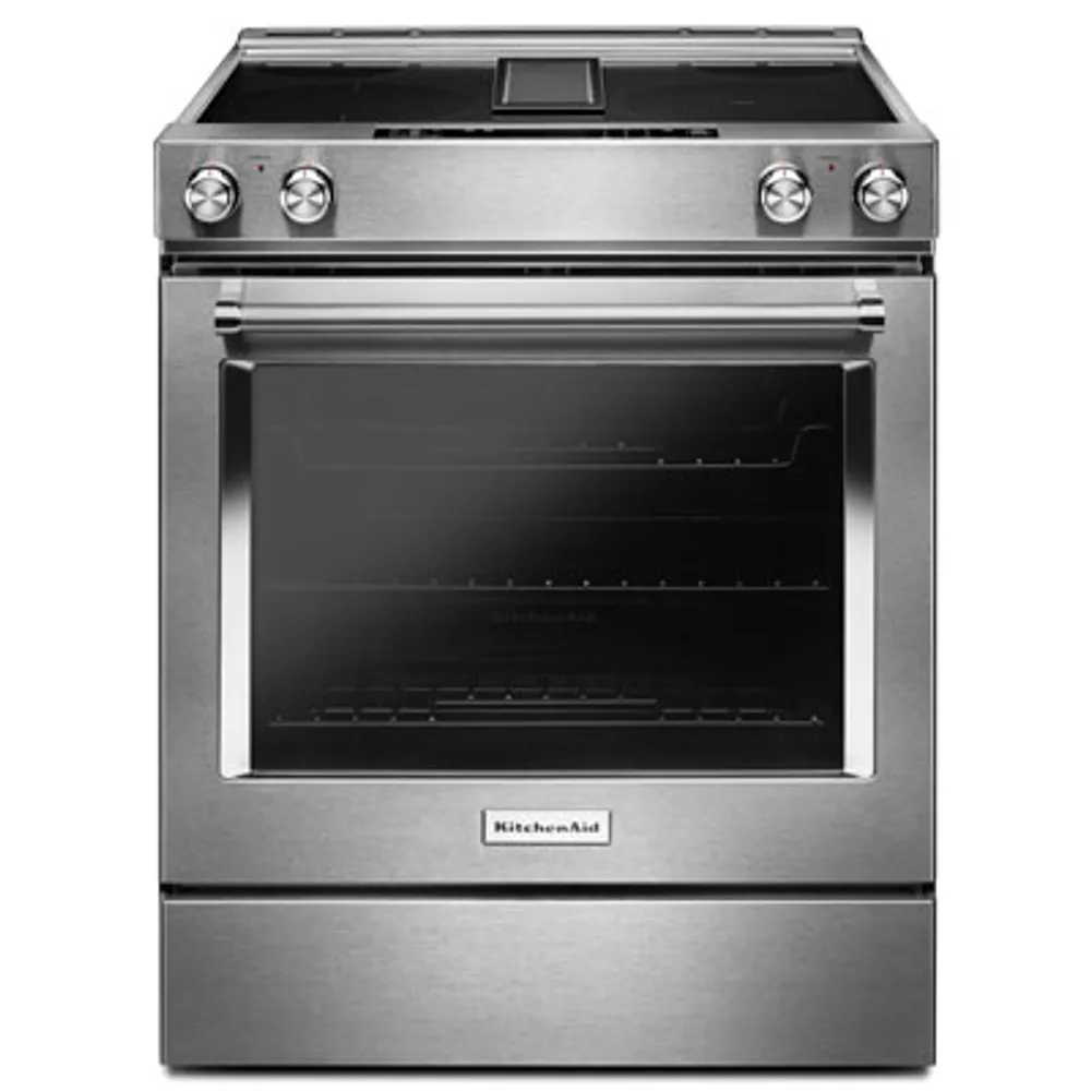 KitchenAid 30" 6.4 Cu. Ft. True Convection Slide-In Electric Downdraft Range (KSEG950ESS) - Stainless