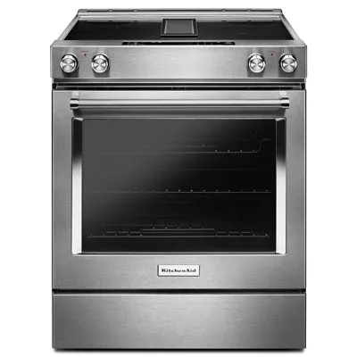 KitchenAid 30" 6.4 Cu. Ft. True Convection Slide-In Electric Downdraft Range (KSEG950ESS) - Stainless