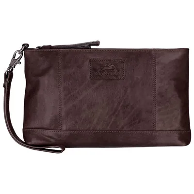 Mancini Casablanca Leather Wristlet - Brown (8700206-bn)