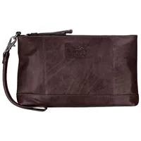 Mancini Casablanca Leather Wristlet - Brown (8700206-bn)