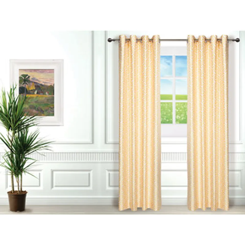Gouchee Design Maze Curtain - Set of 2 - Yellow/White