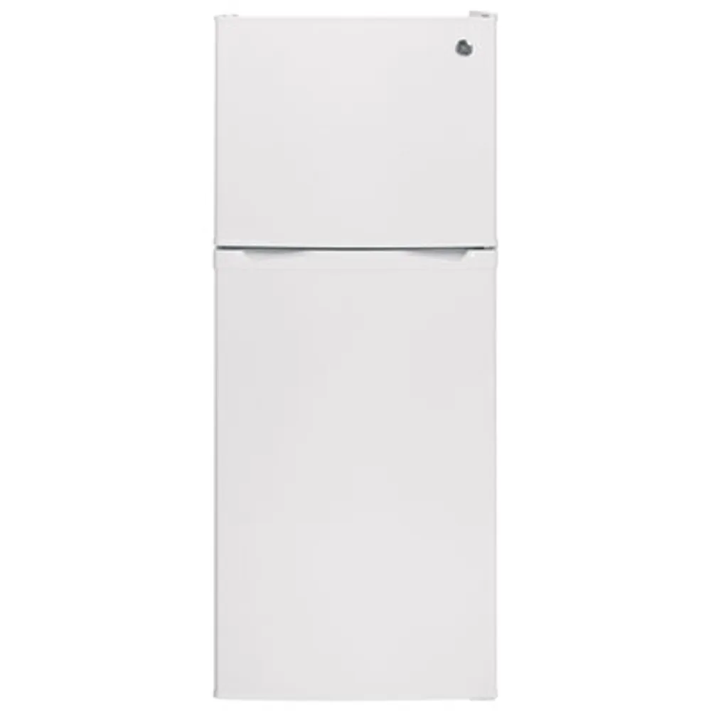 GE 24" 11.6 Cu. Ft. Top Freezer Refrigerator with LED Lighting (GPE12FGKWW) - White