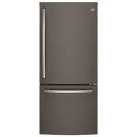 GE 30" 20.9 Cu. Ft. Bottom Mount Freezer Refrigerator with LED Lighting (GDE21DMKES) - Slate