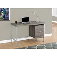 Contemporary Computer Desk - Dark Taupe/Silver