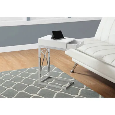 Contemporary Rectangular Accent Table - Glossy White