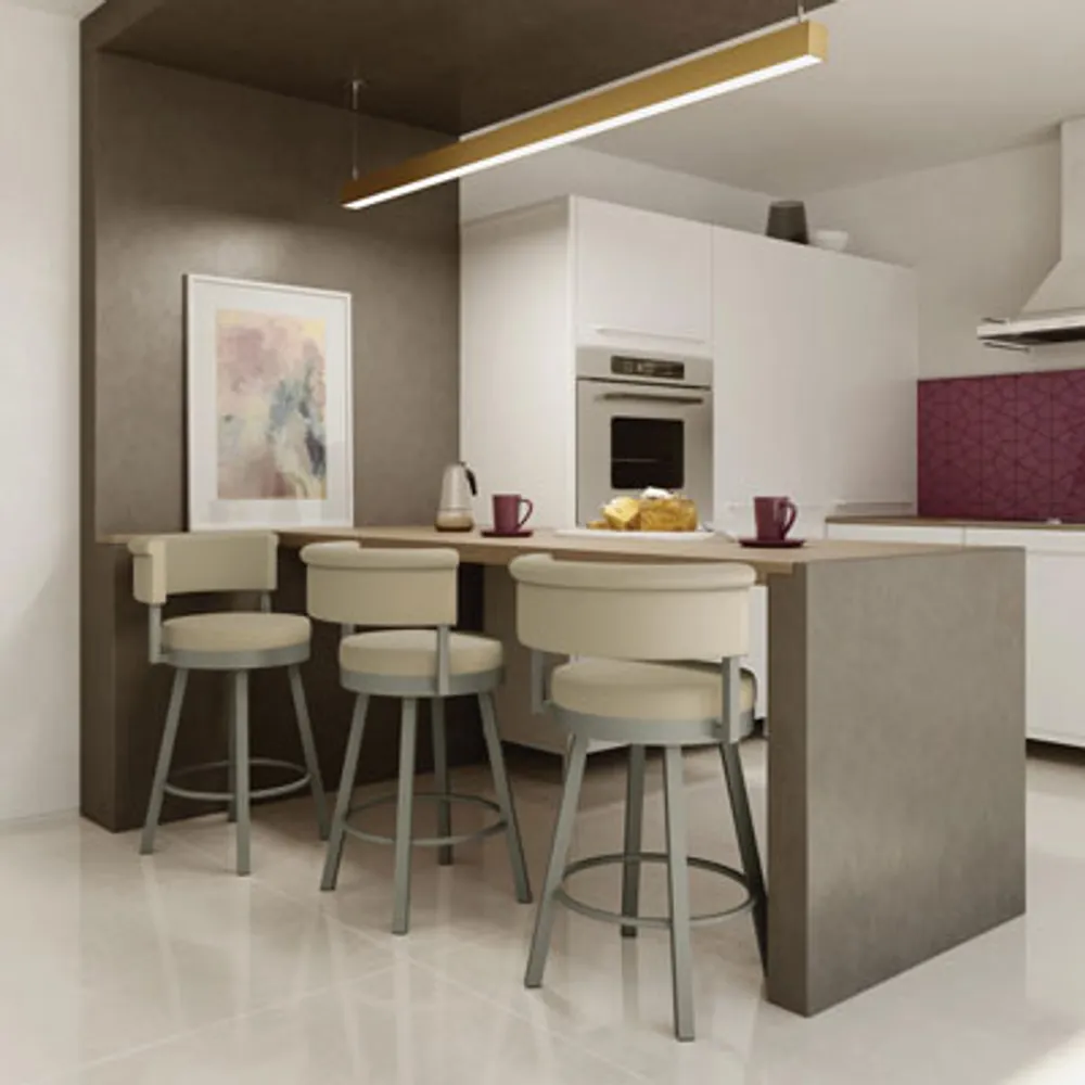 Rosco Contemporary Counter Height Barstool - Titanium/Biscuit