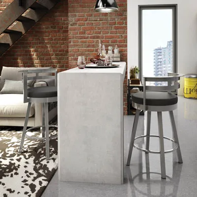 Render Modern Counter Height Barstool - Magnetite/Ink