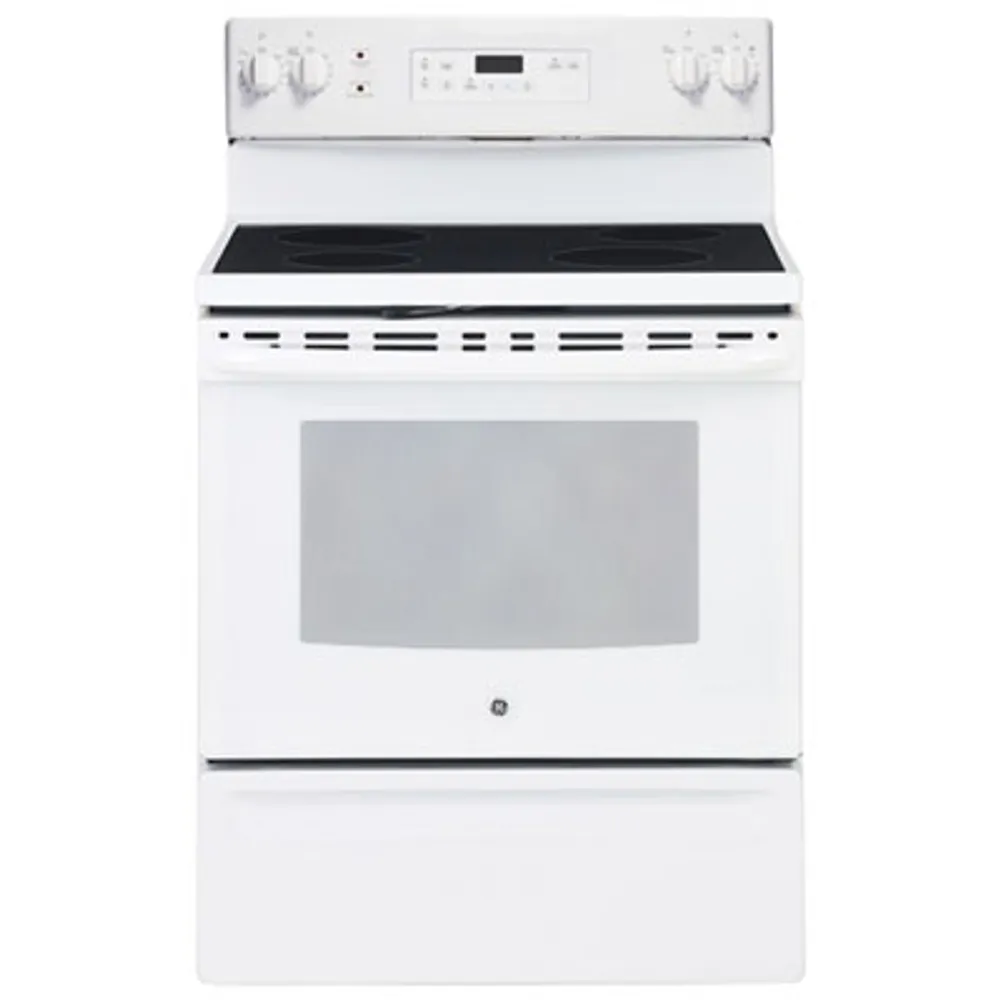 GE 30" 5.0 Cu. Ft. Self-Clean Freestanding Electric Range (JCB630DKWW) - White on White
