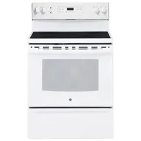 GE 30" 5.0 Cu. Ft. Self-Clean Freestanding Electric Range (JCB630DKWW) - White on White