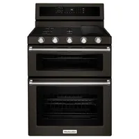 KitchenAid 30" 6.0 Cu. Ft. Double Oven 5-Burner Freestanding Gas Range (KFGD500EBS) - Black Stainless