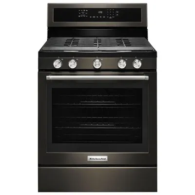 KitchenAid 30" 5.8 Cu. Ft. True Convection 5-Burner Gas Range (KFGG500EBS) - Black Stainless Steel