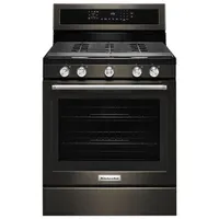 KitchenAid 30" 5.8 Cu. Ft. True Convection 5-Burner Gas Range (KFGG500EBS) - Black Stainless Steel