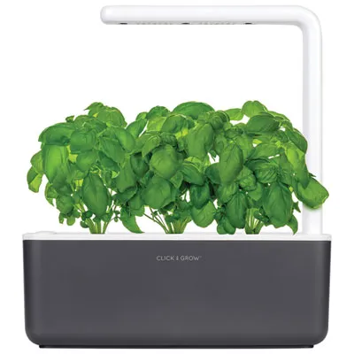 Click and Grow Smart Indoor Garden (SGS8US) - with Basil Seed Capsule Refill - 3 Pack - Dark Grey