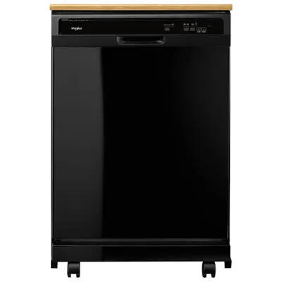 Whirlpool 24" 64dB Portable Dishwasher (WDP370PAHB) - Black