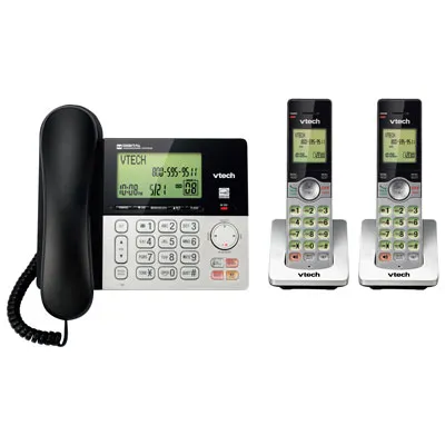 VTech 2-Handset DECT 6.0 Cordless Phone with Answering System and Caller ID (CS6949-2) - Silver