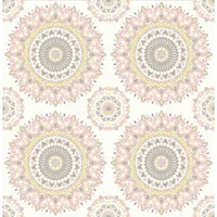 A-Street Prints Kismet Boho Medallion Wallpaper - Gemma Light Pink