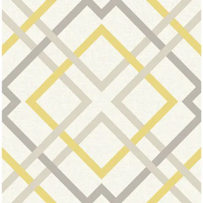 A-Street Prints Geometrie Saltire Lattice Wallpaper - Yellow