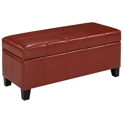 Faux Leather Storage Ottoman