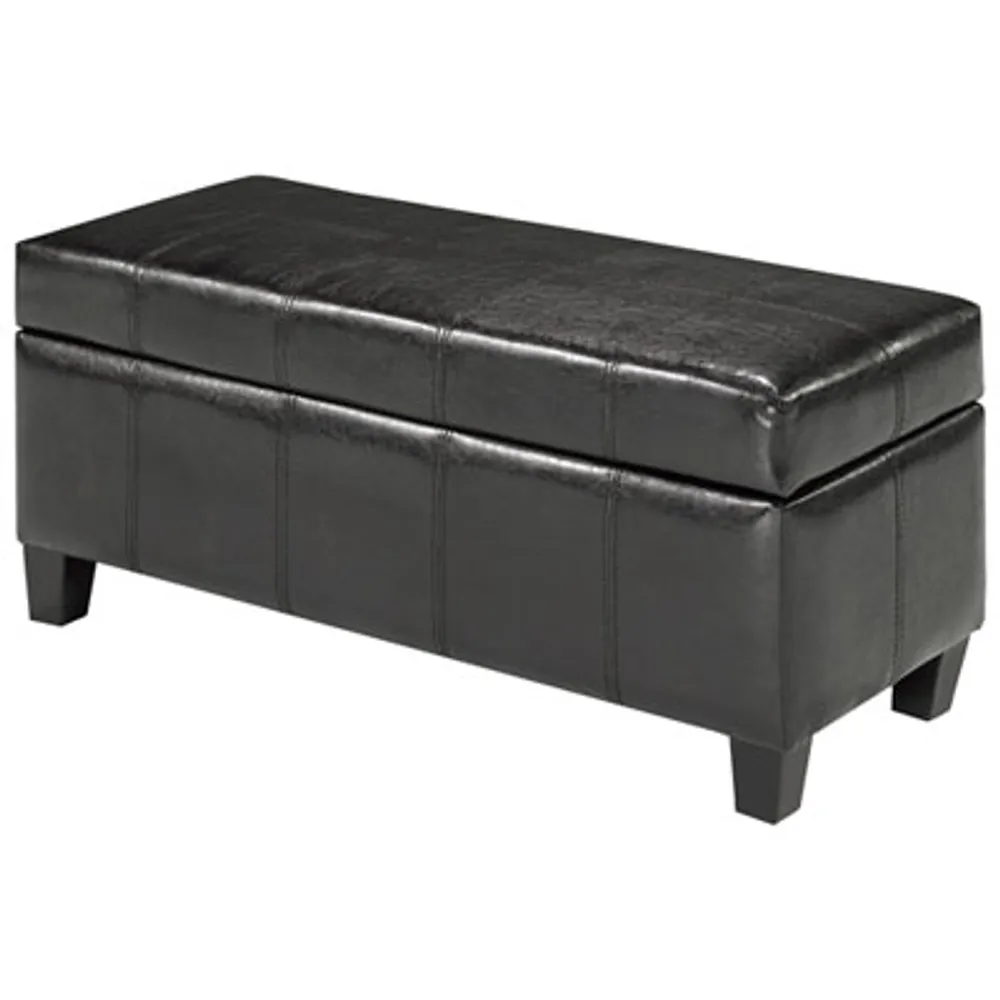 Faux Leather Storage Ottoman - Espresso