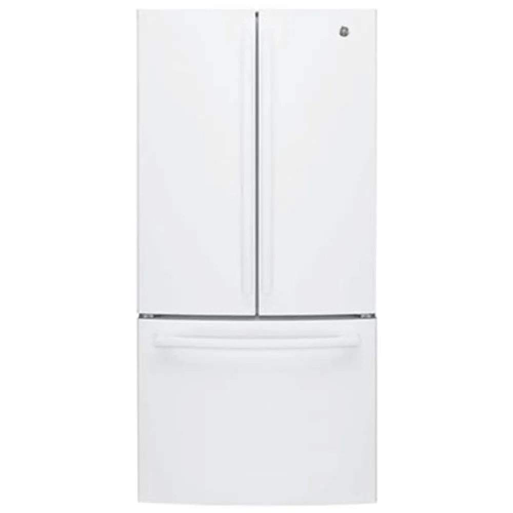 GE 33" 18.6 Cu. Ft. Counter-Depth French Door Refrigerator with LED Lighting (GWE19JGLWW) - White