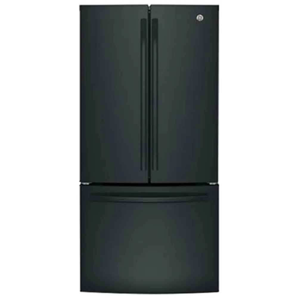 GE 33" 18.6 Cu. Ft. Counter-Depth French Door Refrigerator with LED Lighting (GWE19JGLBB) - Black