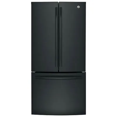 GE 33" 18.6 Cu. Ft. Counter-Depth French Door Refrigerator with LED Lighting (GWE19JGLBB) - Black