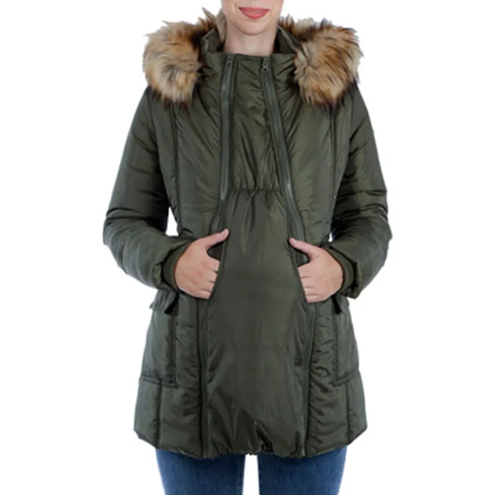 Modern Eternity Rachel 3-in-1 Maternity Puffer Coat - X Small - Khaki Green