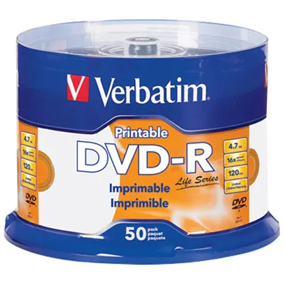 Verbatim 4.7GB 16X DVD-R Spindle (98472) - 50-Pack