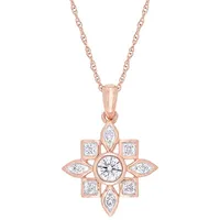 Floral Pendant in 10K Pink Gold with 0.33ctw Diamonds on a 17" Pink Gold Chain