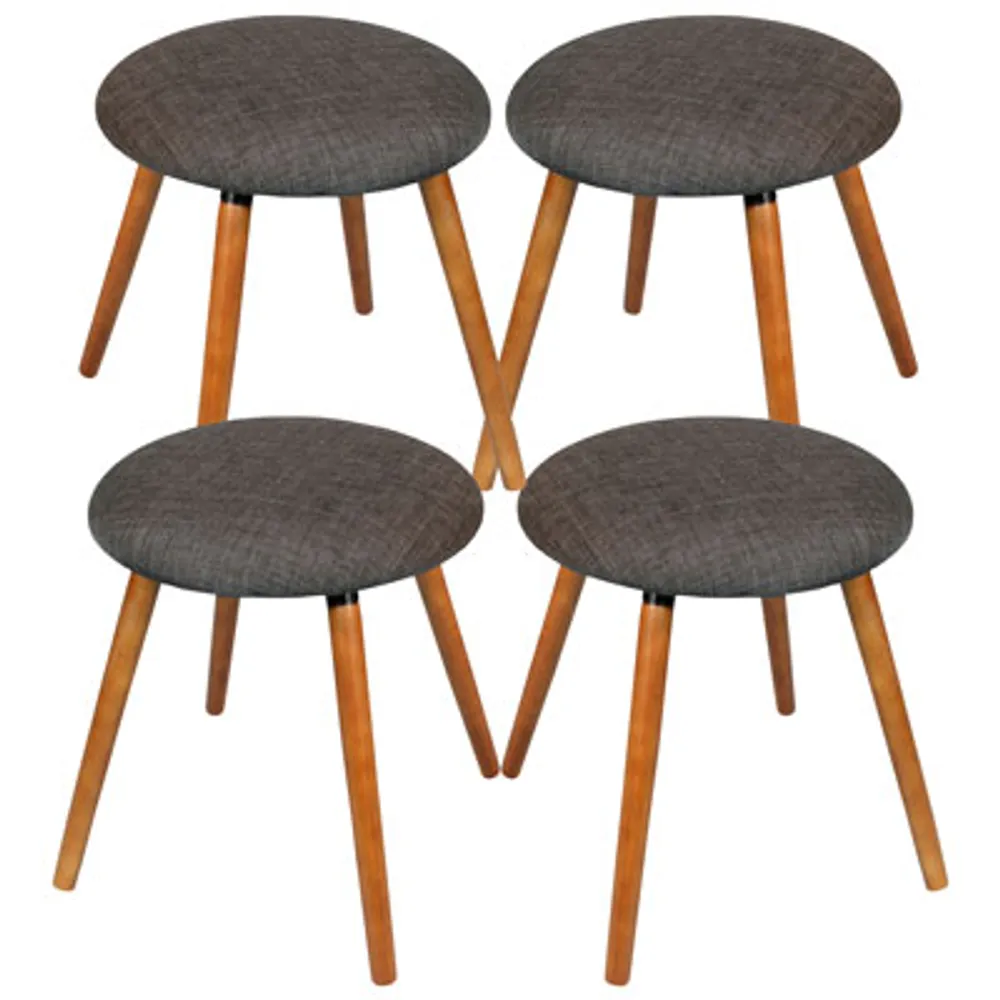 My Home My Living Contemporary Short Height Barstool - Set of 4 - Charcoal Grey/Walnut