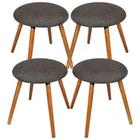 My Home My Living Contemporary Short Height Barstool - Set of 4 - Charcoal Grey/Walnut